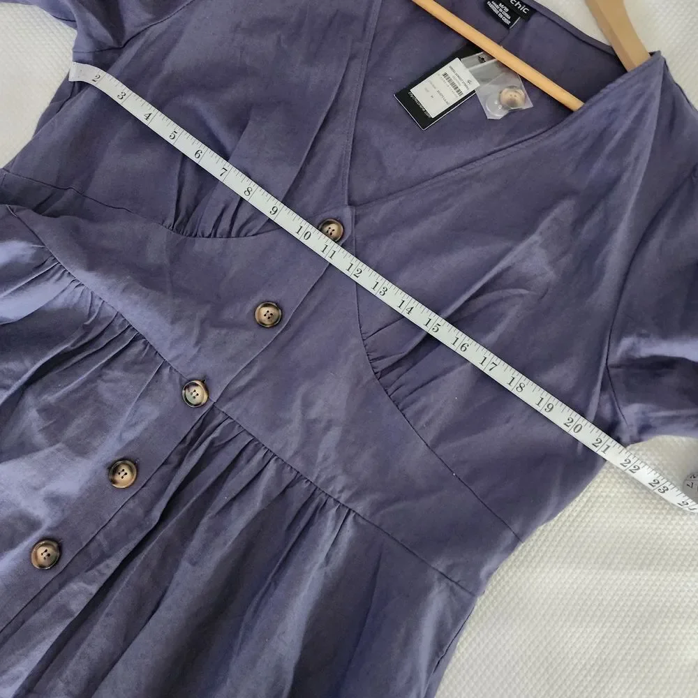 City Chic Sunset Stroll Dusty Lilac Midi Dress with Button Detail - Picture 12 of 16